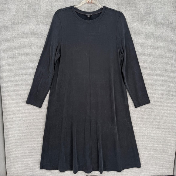 Eileen Fisher Dresses & Skirts - Eileen Fisher Black Long Sleeve Tunic Dress Sz M Shift A Line Casual Bouncy Soft